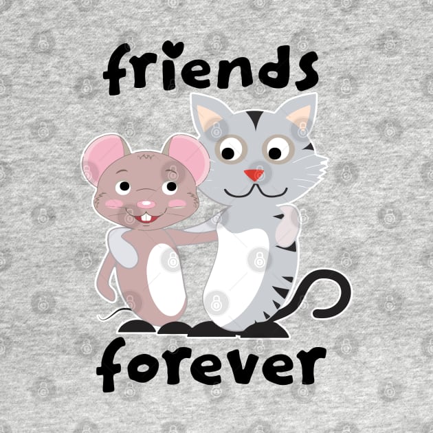 Friends Forever Cat & Mouse by alltheprints